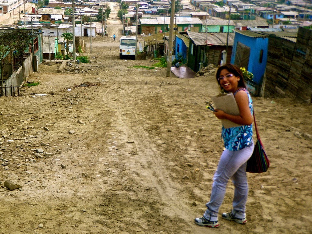 A team-member collecting data in the field.